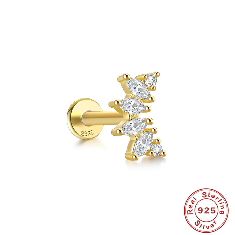 Boucles d’oreilles en ARGENT S925 à tige multiformes et Zircons scintillants