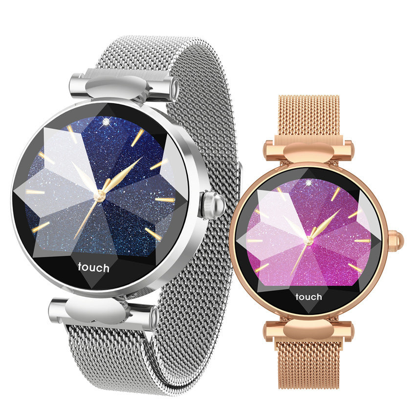 Montre Connectée Femme Élégante – Écran HD, Suivi Cardiaque & Acier Magnétique