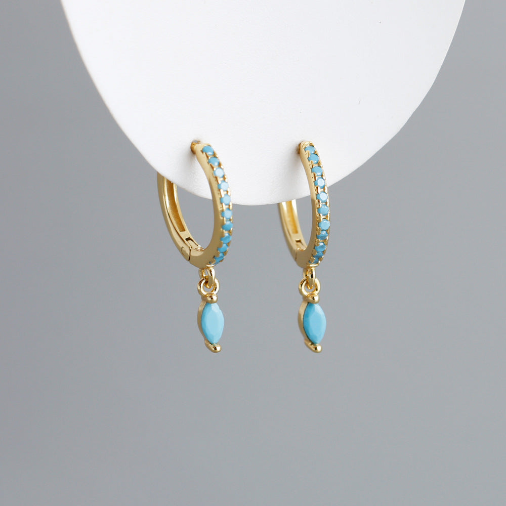 Boucles d’Oreilles anneaux avec pendentifs Pierres Multicolores – ARGENT S925