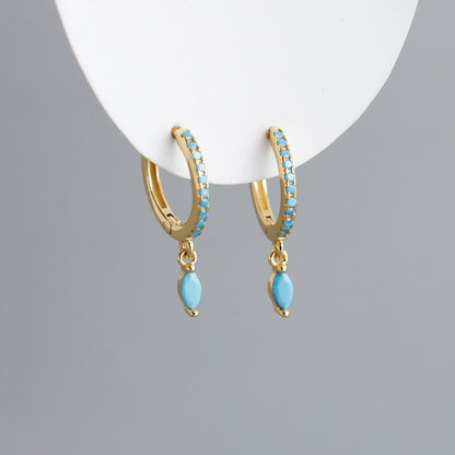 Boucles d’Oreilles anneaux avec pendentifs Pierres Multicolores – ARGENT S925