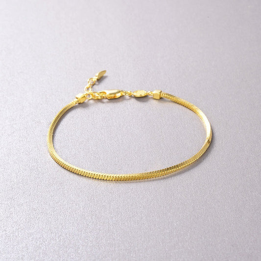 Bracelet Chaîne Serpent Carré Vintage – Argent S925 Plaqué Or 18K