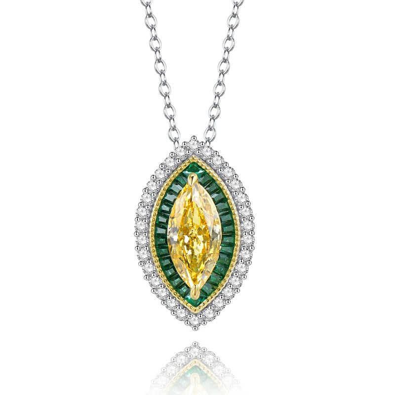 Collier Femme en Argent 925 avec Diamant Jaune Taille Marquise