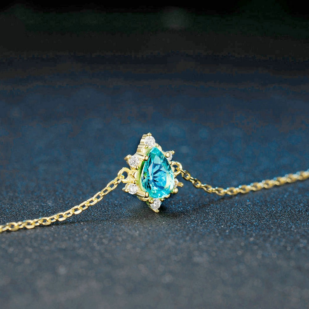 Bracelet Femme Apatite Bleue en Argent 925 Plaqué Or