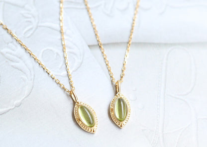 Collier Femme Olivine Naturelle en Argent 925 Plaqué Or
