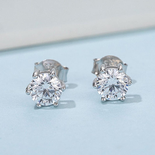 Ensemble de boucles d’oreilles en ARGENT 925 à six griffes – Éclat pur de la moissanite