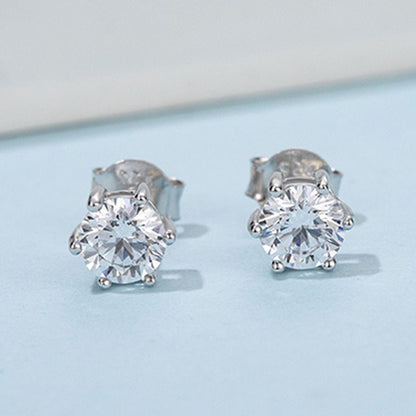 Ensemble de boucles d’oreilles en ARGENT 925 à six griffes – Éclat pur de la moissanite