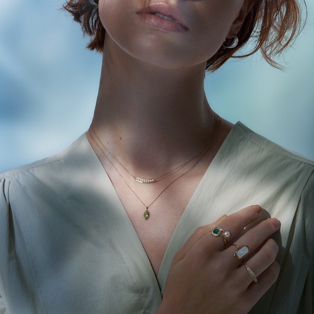 Collier Femme Olivine Naturelle en Argent 925 Plaqué Or