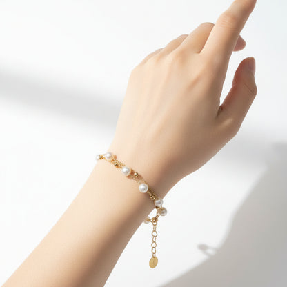 Bracelet Femme Or 14k Perles d’eau douce naturelles - Chic et Raffiné