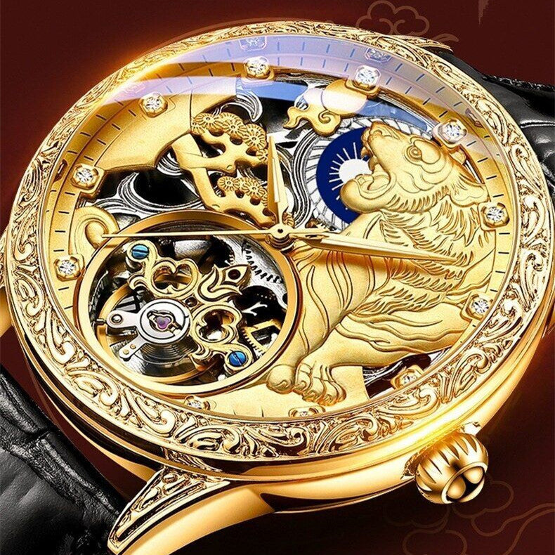 Montre Mécanique Homme – Acier Inoxydable & Bracelet Cuir Véritable