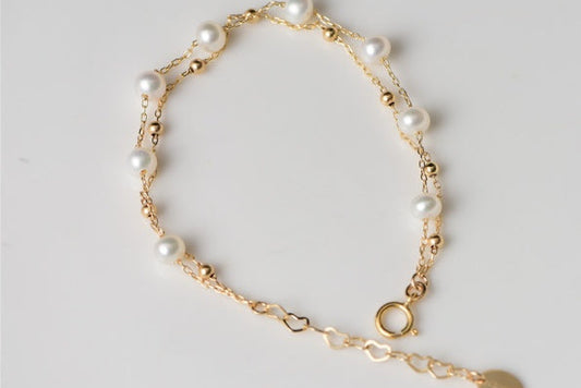 Bracelet Femme Or 14k Perles d’eau douce naturelles - Chic et Raffiné