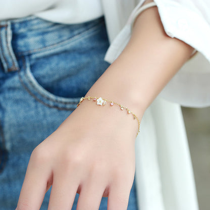 Bracelet Fleur en ARGENT S925 et Coquillage Naturel – Délicatesse et charme intemporel