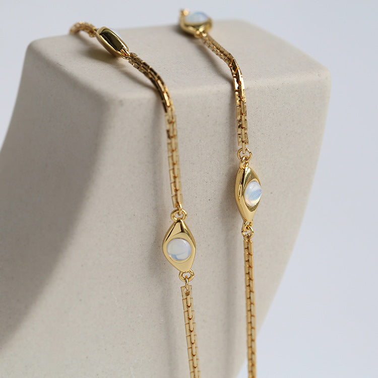 Collier Opale en CUIVRE plaqué OR 18K – Élégance Intemporelle
