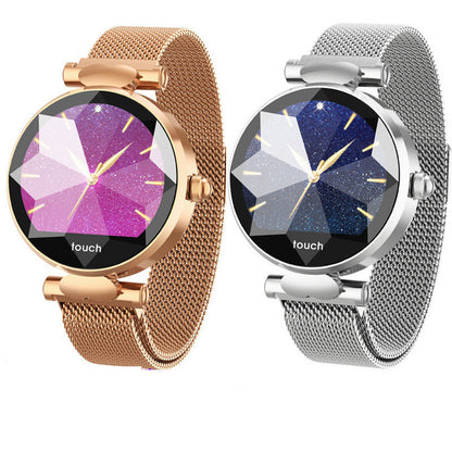 Montre Connectée Femme Élégante – Écran HD, Suivi Cardiaque & Acier Magnétique