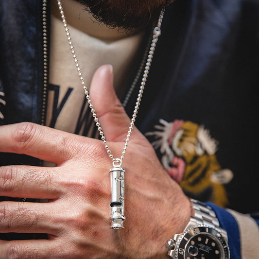 Collier Pendentif Sifflet Vintage en ARGENT 925 pour homme – Esprit rebelle et raffiné