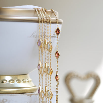 Bracelet en ARGENT STERLING S925 avec Pierres Précieuses Naturelles – Améthyste, Topaze et Diamants