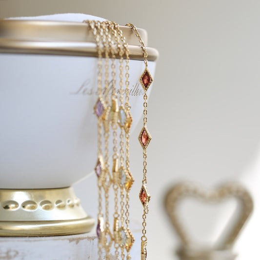 Bracelet en ARGENT STERLING S925 avec Pierres Précieuses Naturelles – Améthyste, Topaze et Diamants