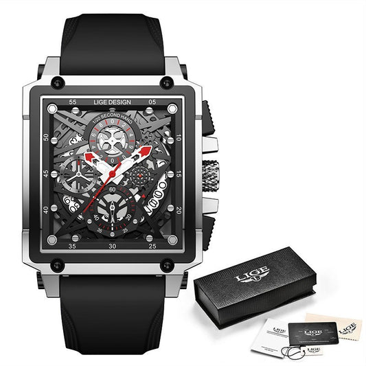 Montre Chronographe Homme Carrée – Sport, Élégance et Fonctionnalité