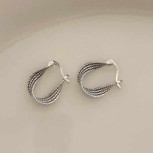 Boucles d’Oreilles Femme Argent 925 Torsadés  – Chic et Élégance Quotidienne