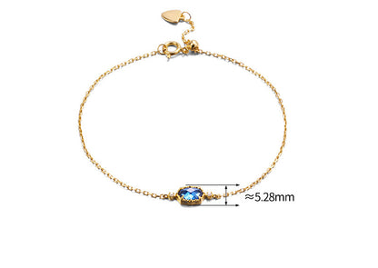 Bracelet Rétro ARGENT STERLING avec ZIRCON Bleu Saphir – Élégance Mystérieuse et Intemporelle J