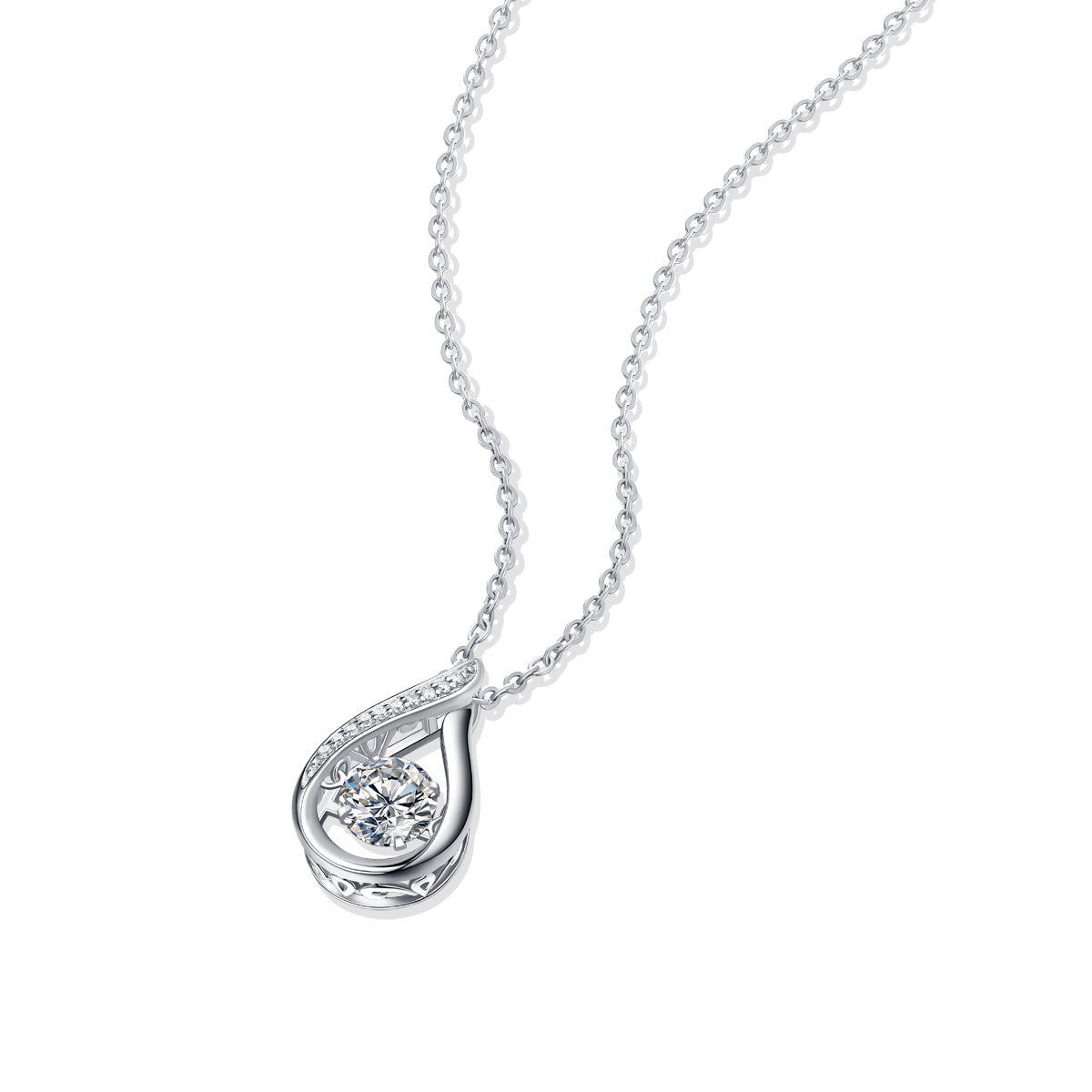 Chaîne pendentif ARGENT 925 Smart Drop en Diamant Mosan | Ornements Argentés de Luxe