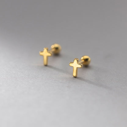 Petites Boucles d’Oreilles Croix en ARGENT S925 – Finesse et Élégance