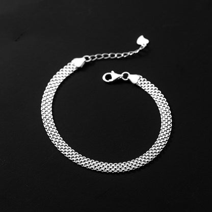 Bracelet Femme Argent 925 Maille Large Ajustable
