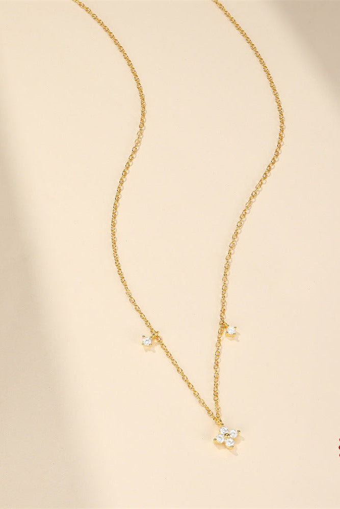 Chaîne Femme Dorée ARGENT 925 avec Zircons –  Pétales Éclatants
