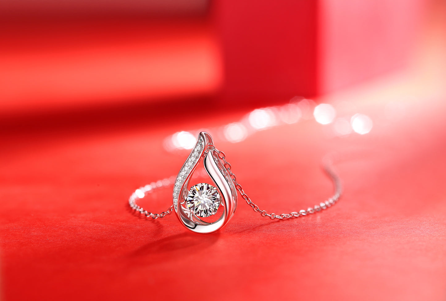 Chaîne pendentif ARGENT 925 Smart Drop en Diamant Mosan | Ornements Argentés de Luxe