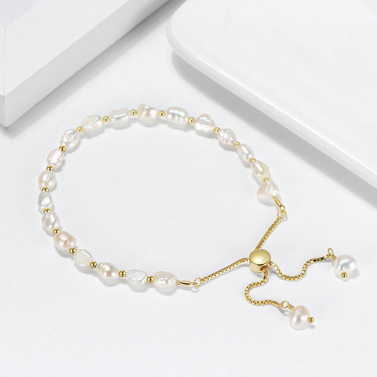 Bracelet Femme Perles Naturelles Or 14K ou Platine - Intemporel et Chic