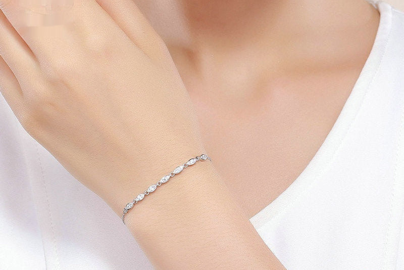 Bracelet Femme avec Zircons en Argent 925  – Élégance Minimaliste