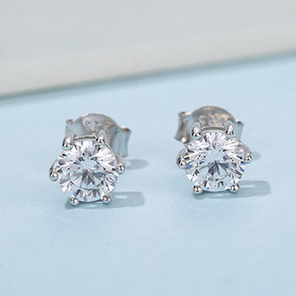 Ensemble de boucles d’oreilles en ARGENT 925 à six griffes – Éclat pur de la moissanite