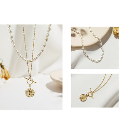 Collier Double Français en Argent plaqué OR avec Perle – Élégance Parisienne et Finesse Intemporelle