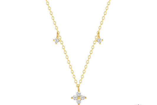 Chaîne Femme Dorée ARGENT 925 avec Zircons –  Pétales Éclatants