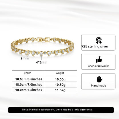 Bracelet Goutte en ARGENT 925 Plaqué OR – Zircons Sculptés & Finition Joaillerie