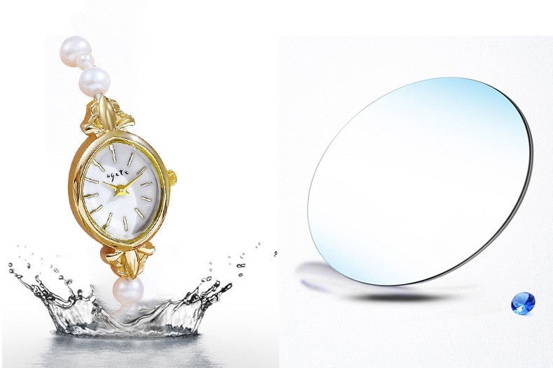 Montre femme Perles Naturelles plaqué Or 14carats -  Élégance et Raffinement