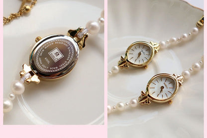 Montre femme Perles Naturelles plaqué Or 14carats -  Élégance et Raffinement