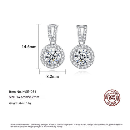 Boucles d’Oreilles en Argent 925 avec Moissanite Ronde – Élégance Éblouissante