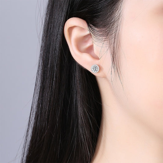 Boucles d’Oreilles en Argent 925 avec Moissanite – Élégance Céleste