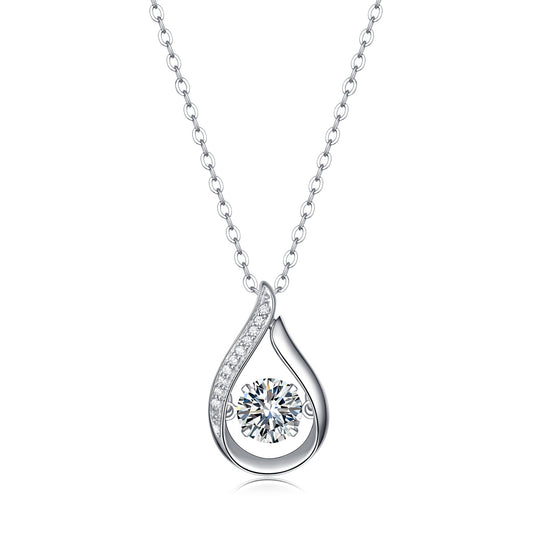 Chaîne pendentif ARGENT 925 Smart Drop en Diamant Mosan | Ornements Argentés de Luxe