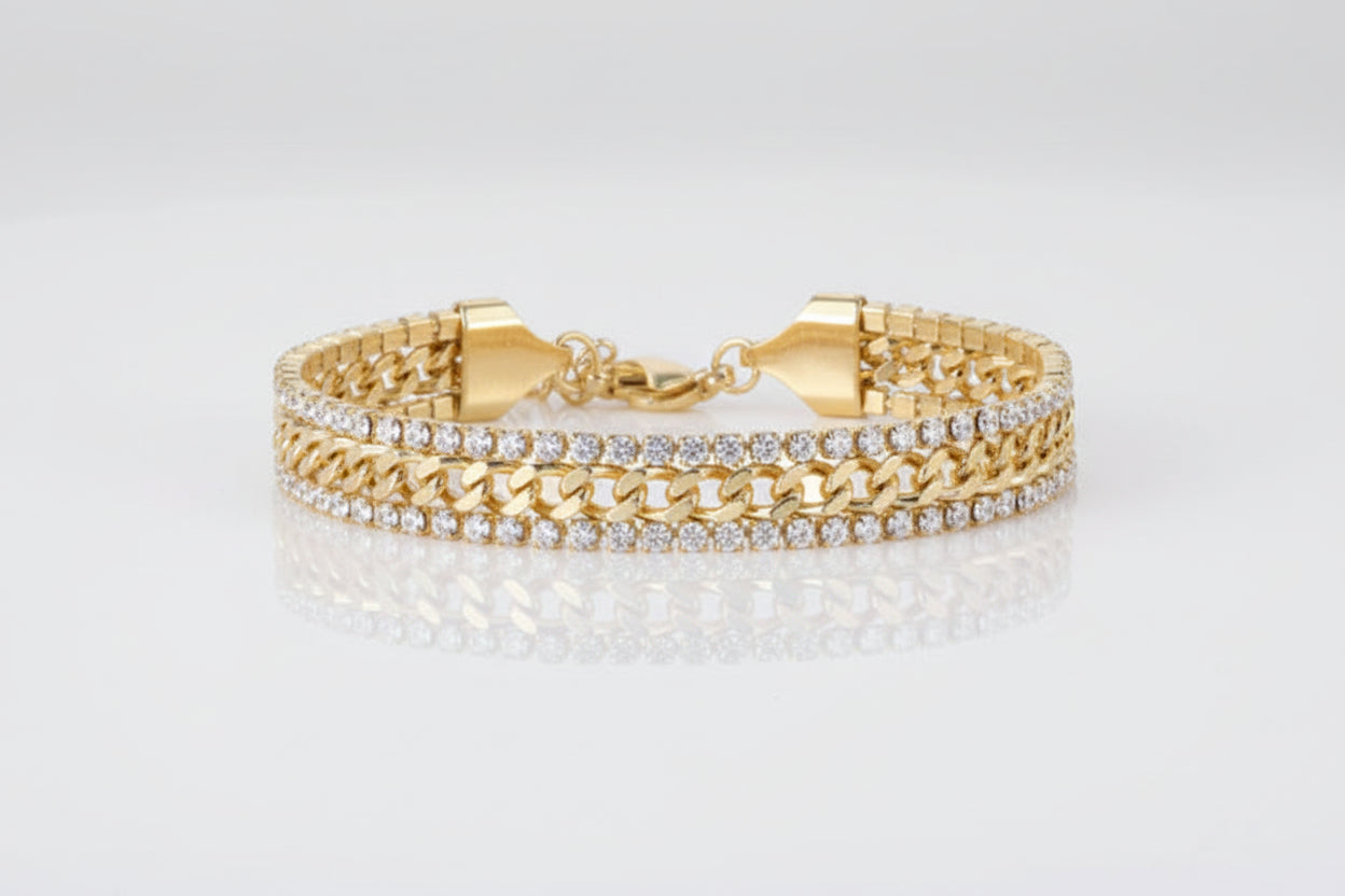 Bracelet Chaîne Doré en Acier Titanium Plaqué Or 14K – Brillance Intense