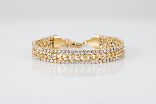 Bracelet Chaîne Doré en Acier Titanium Plaqué Or 14K – Brillance Intense