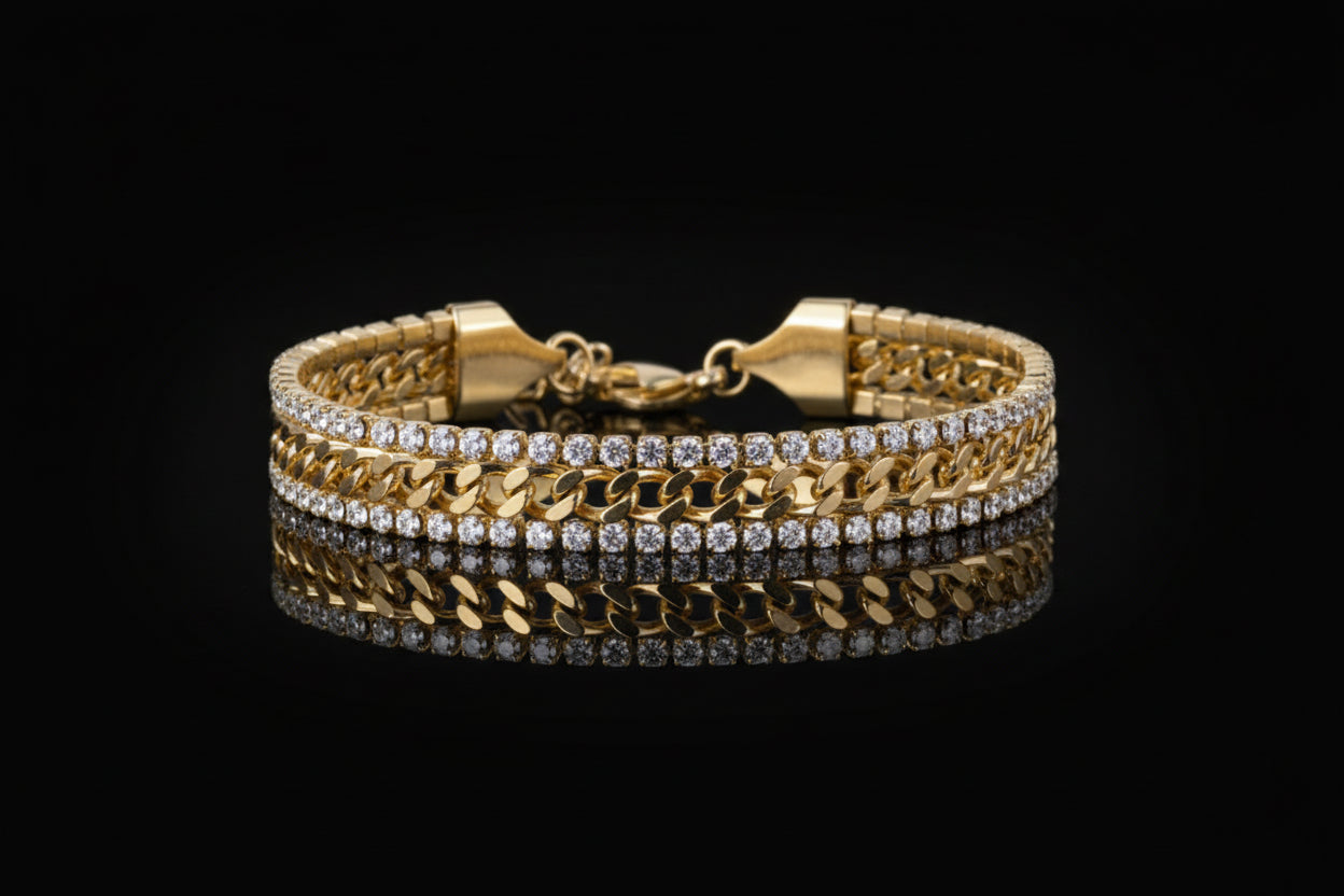 Bracelet Chaîne Doré en Acier Titanium Plaqué Or 14K – Brillance Intense