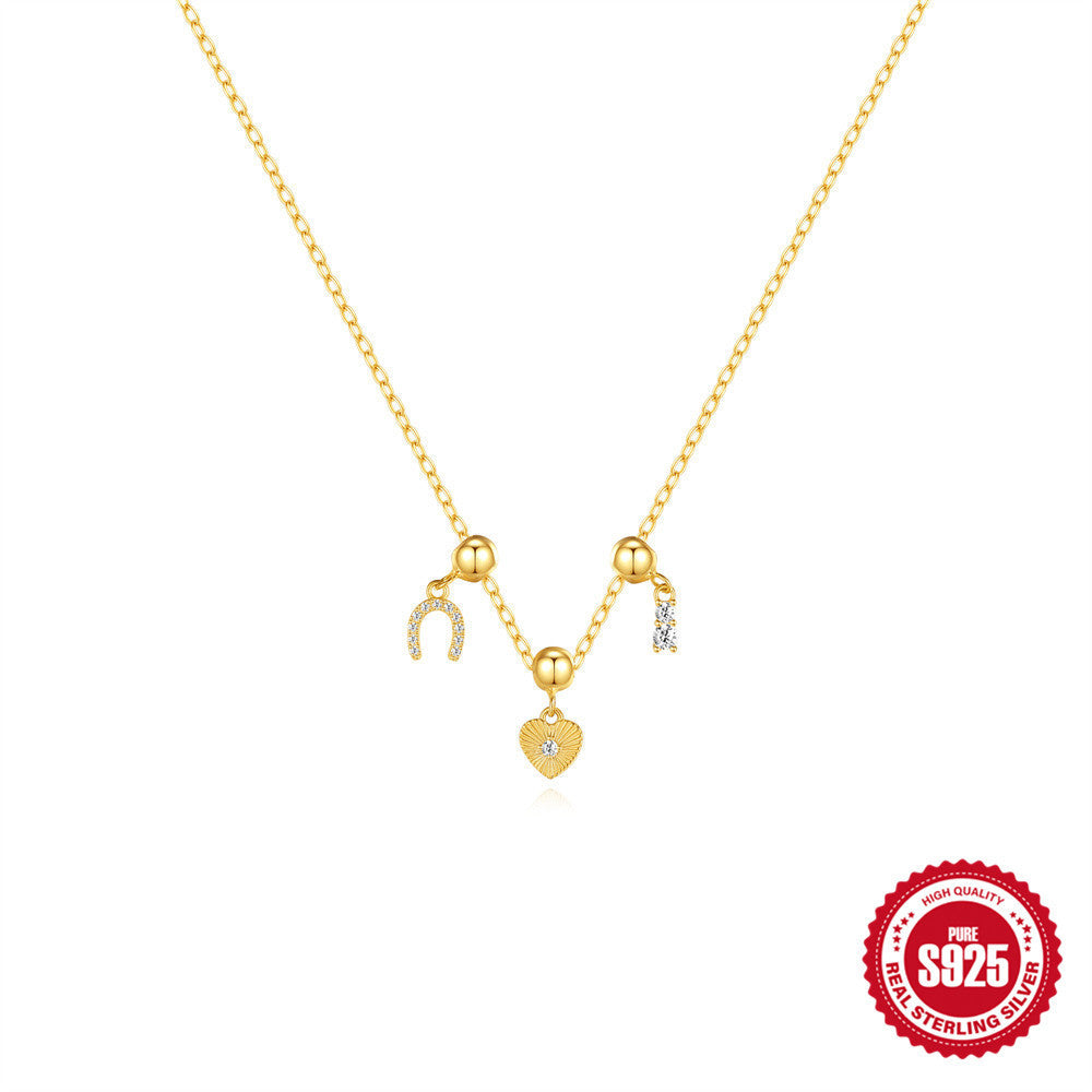 Chaîne Fine Femme en ARGENT S925 plaqué OR – Élégance Minimaliste à Trois Pendentifs