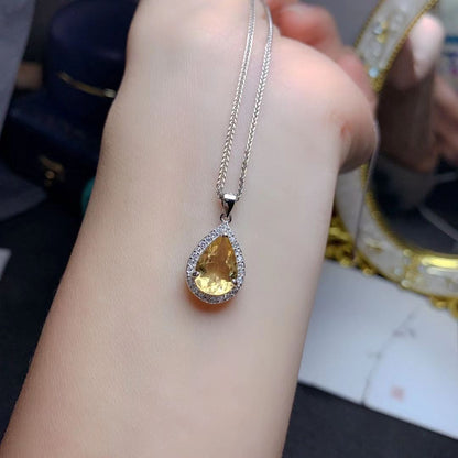 Parure Femme en Argent 925 avec Citrine – Collier et Bague