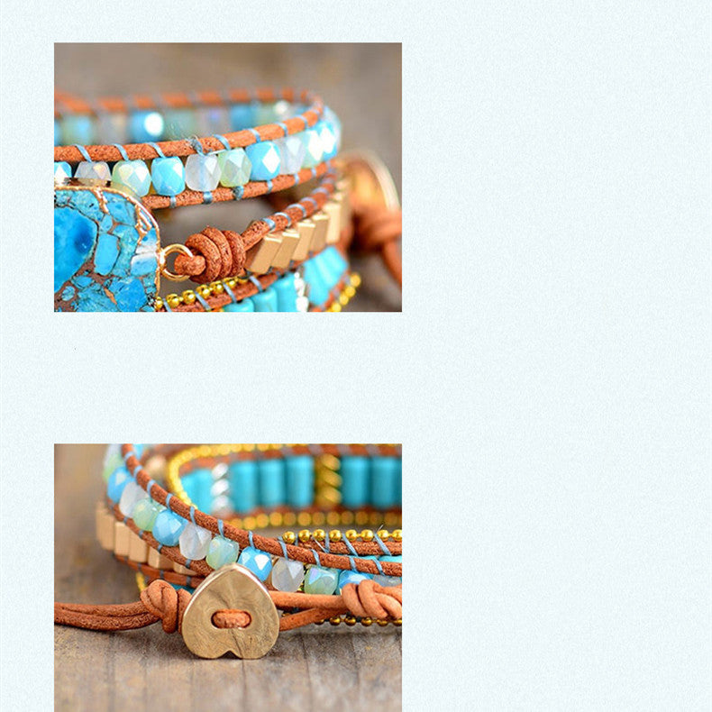 Bracelet Turquoise Bohème – Pierre Naturelle & Cuir, Esprit Libre