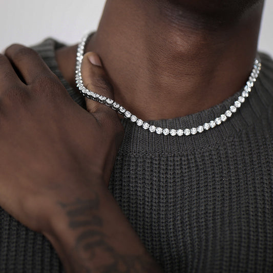 Chaîne de Tennis en ARGENT STERLING 925 – Sertie de Diamants Brillants pour un Style Luxe