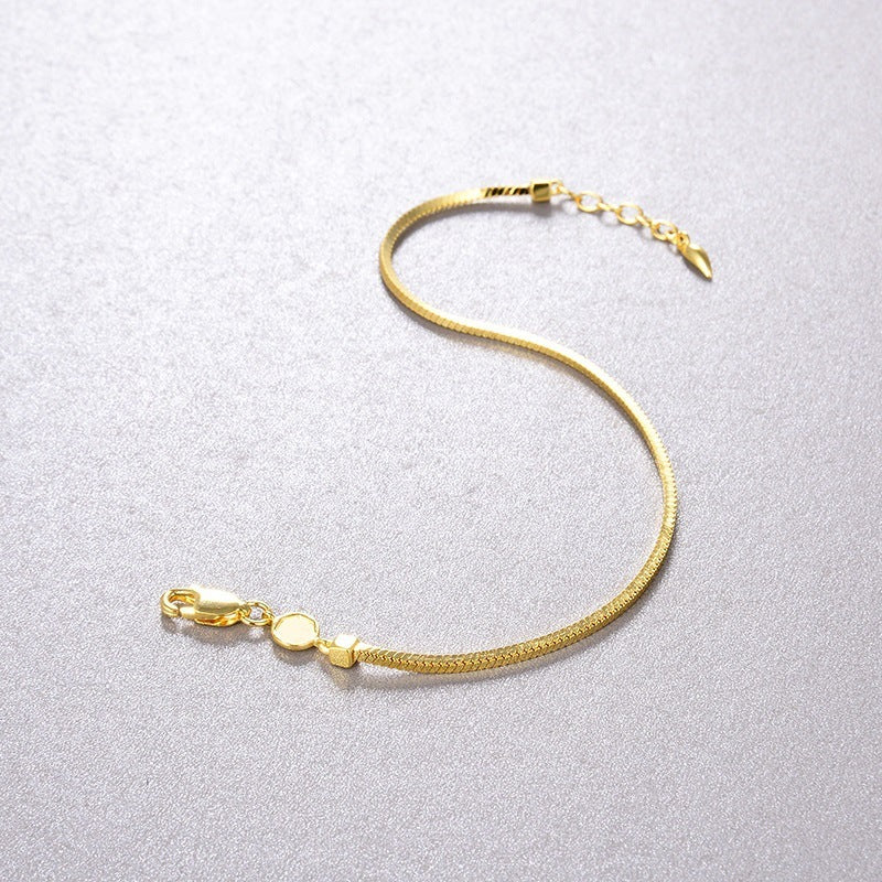 Bracelet Chaîne Serpent Carré Vintage – Argent S925 Plaqué Or 18K