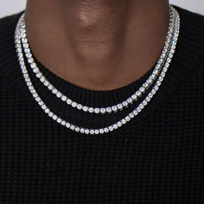 Chaîne de Tennis en ARGENT STERLING 925 – Sertie de Diamants Brillants pour un Style Luxe