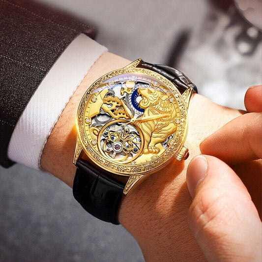 Montre Mécanique Homme – Acier Inoxydable & Bracelet Cuir Véritable