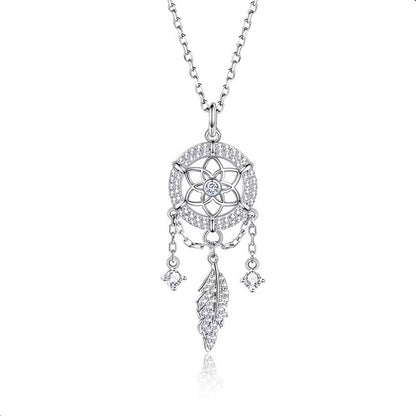 Chaîne en Argent avec Pendentif Attrape-Rêves – Style Simple et Élégant